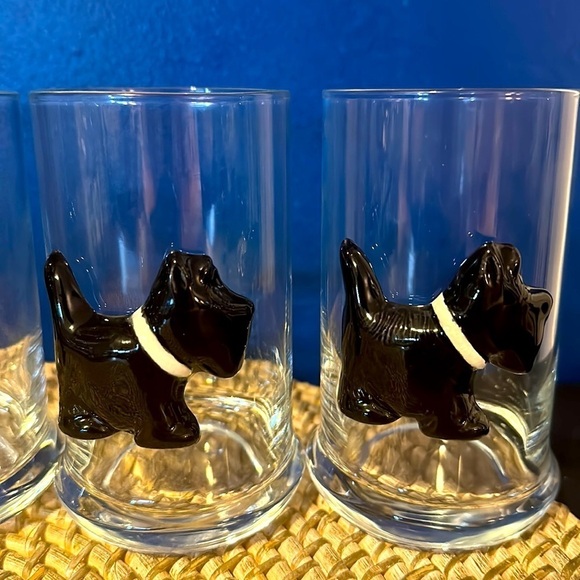 Set of Four 3D Black Scottish Terrier Scottie Dogs Drinking Cocktail Glasses - Picture 4 of 4
